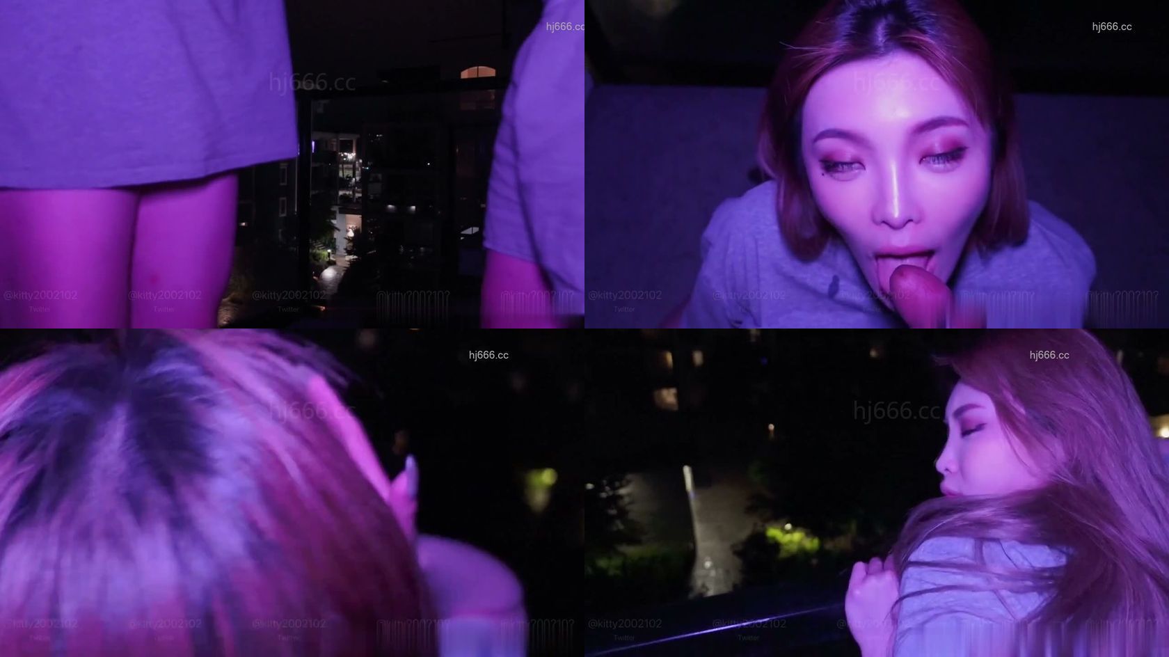 推特60W粉丝网黄潮妹「kitty」露脸性爱私拍 跟表哥在阳台抽烟看夜景，抽完变抽插我，整个脸都是精液